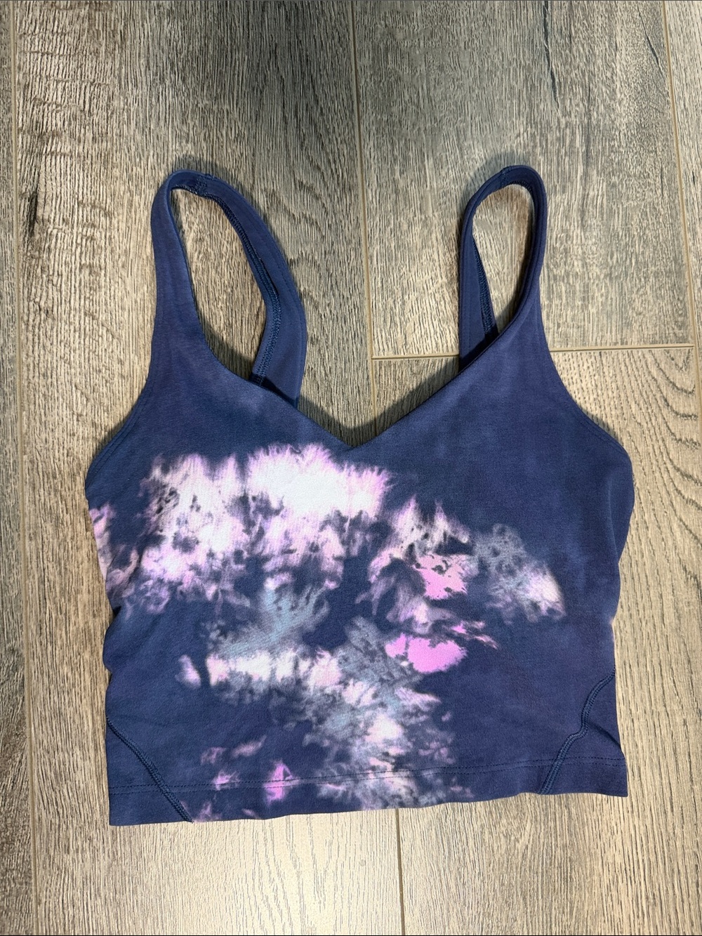 lululemon athletica Navy with Pink Tie-Dye Crop Workout Bra - Picture 3 of 8